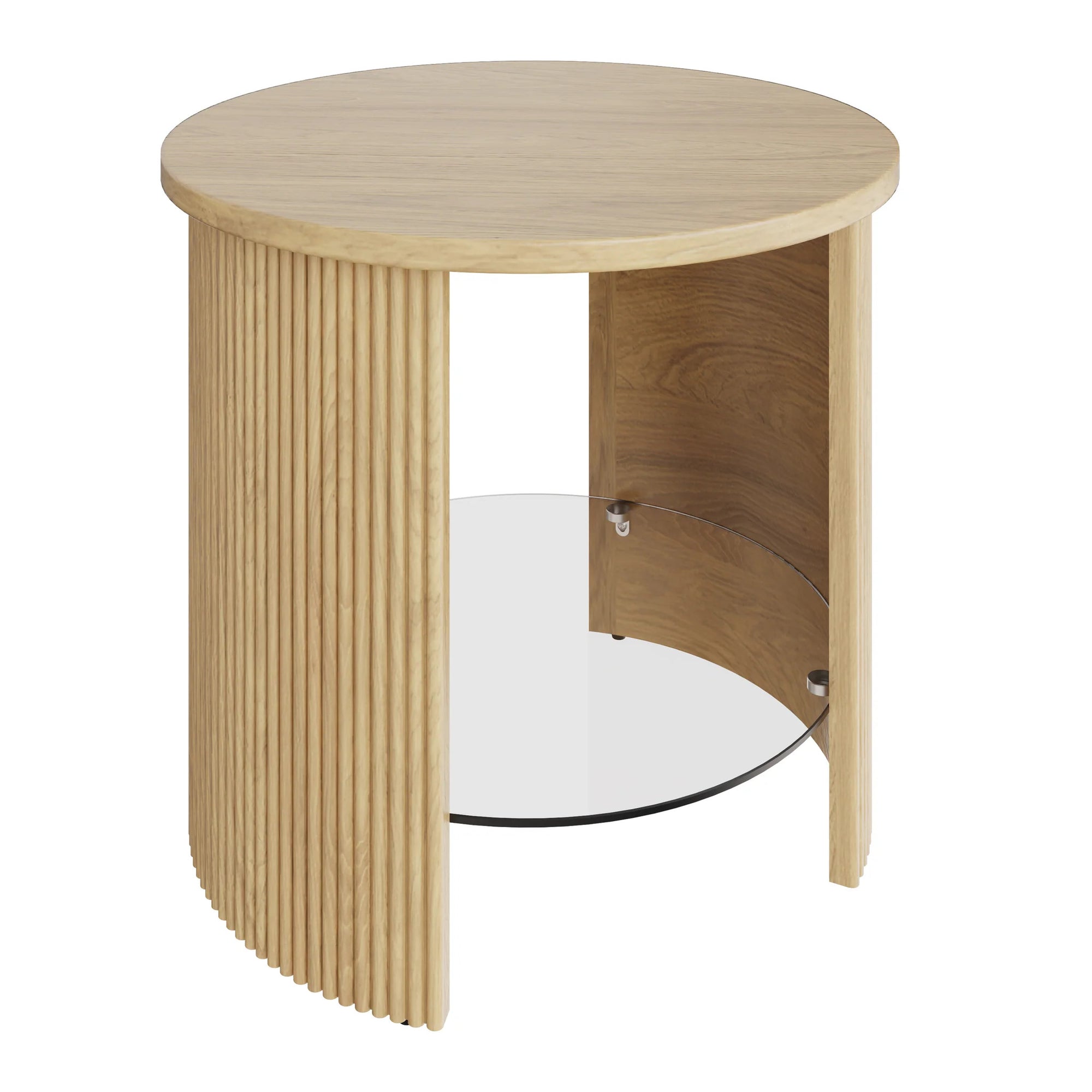 Jual Furnishings Roma Oak Fluted Side Table