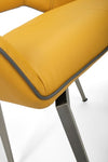 Shankar Medallion Yellow Leather Match Swivel Dining Chair