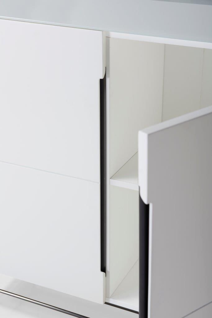 Gillmore Space Alberto Two Door High Sideboard White With Dark Chrome Accent