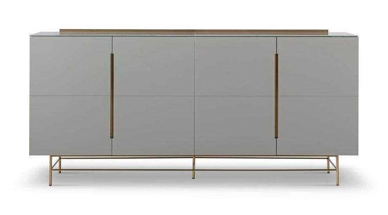 Gillmore Space Alberto Four Door High Sideboard Grey With Brass Accent