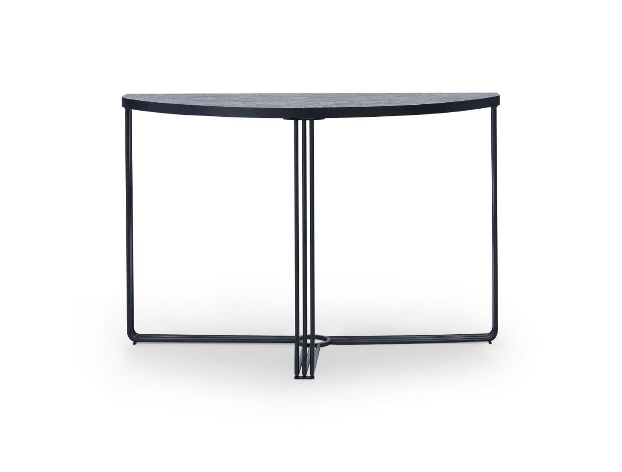 Gillmore Space Finn Demi Lune Console Table Dark Oak Top & Black Frame