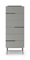 Gillmore Space Alberto Six Drawer Tall Narrow Chest Grey With Dark Chrome Accent