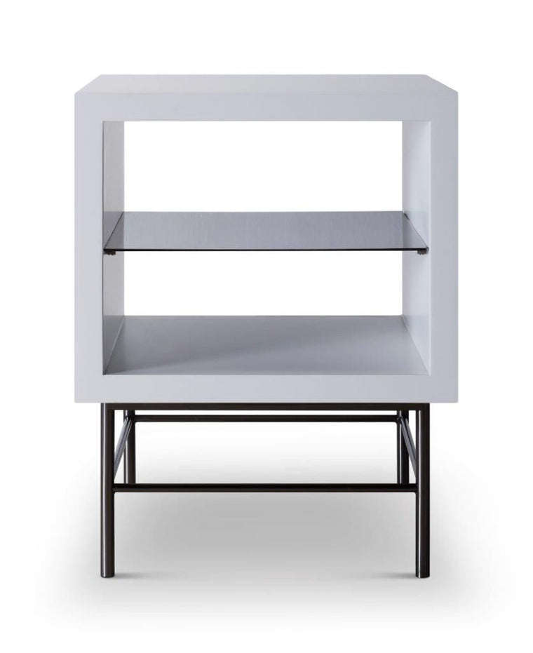 Gillmore Space Alberto Side Table White With Dark Chrome Accent