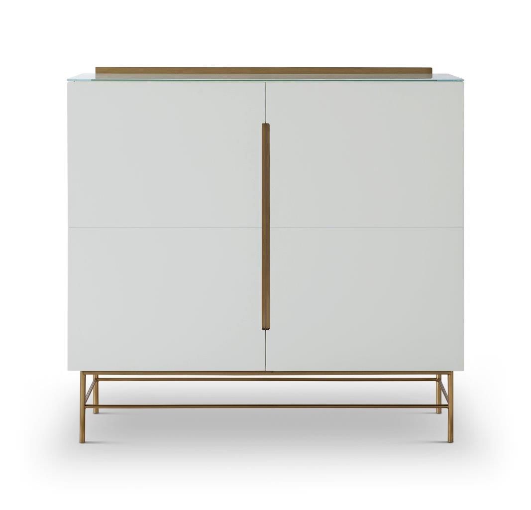 Gillmore Space Alberto Two Door High Sideboard White With Brass Accent