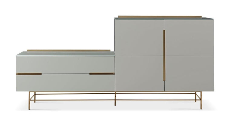 Gillmore Space Alberto Door & Drawer Combination Sideboard Grey With Brass Accent