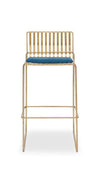 Gillmore Space Finn Bar Stool Admiral Blue Upholstered & Brass Frame