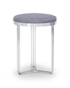 Gillmore Space Finn Circular Side Table Or Stool Pewter Grey Upholstered & Polished Chrome Frame