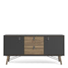 Axton Longwood Sideboard 2 Doors + 2 Drawers In Matt Black Walnut