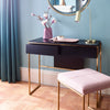 Gillmore Space Brass Federico Small Dressing Table Stool Mushroom Grey Velvet