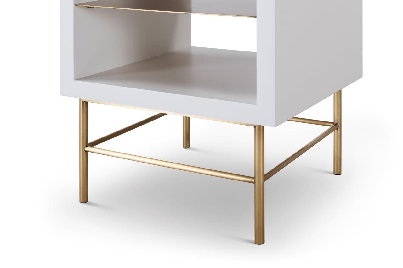 Gillmore Space Alberto Side Table White With Brass Accent