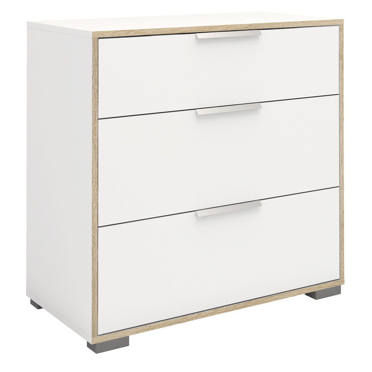 Axton Clason Chest of 3 Drawers In White and Oak