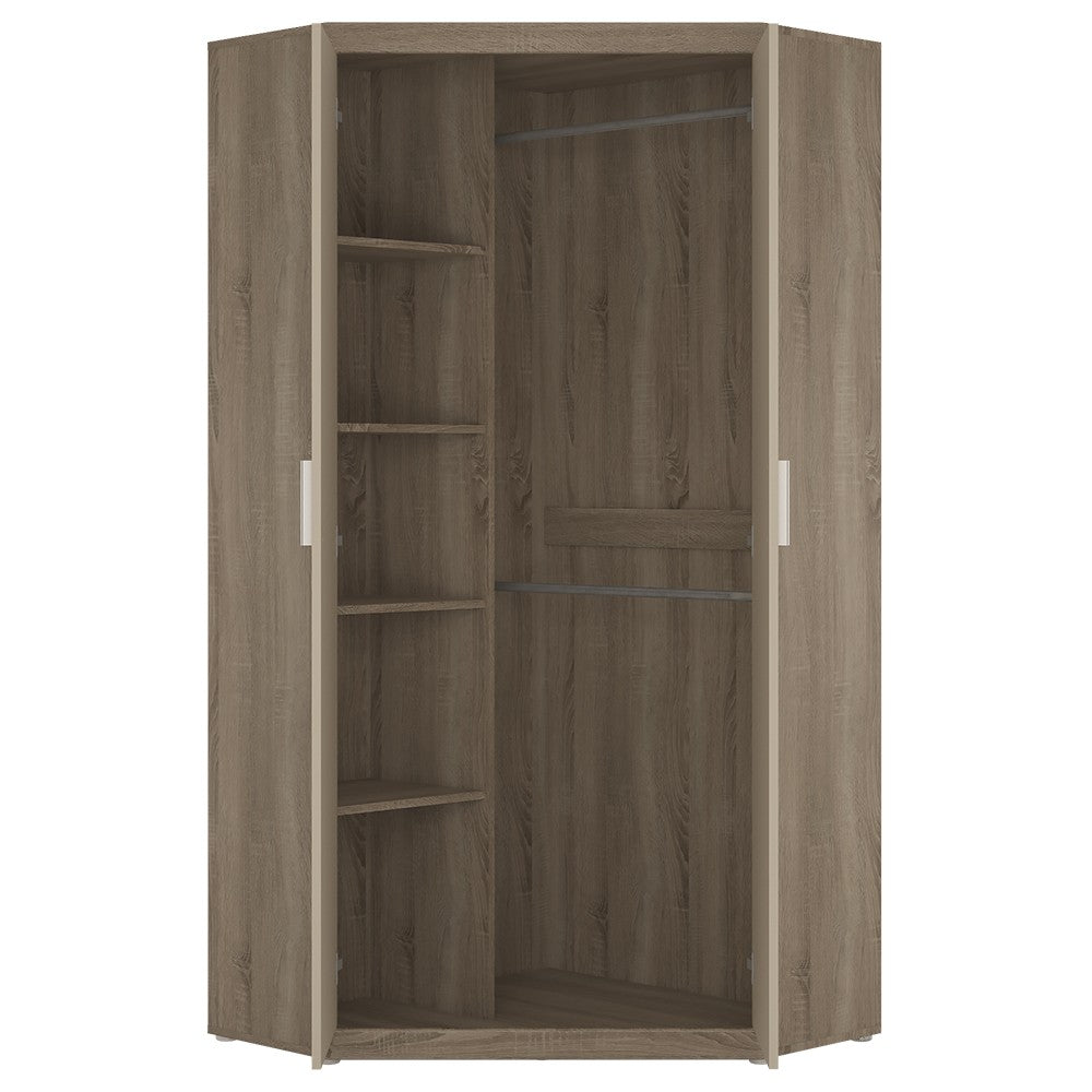 Axton Spuyten Tall Corner Cabinet in Oak/Champagne