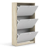 Axton Choctaw Shoe Cabinet With 3 Tilting Doors And 2 Layers In White