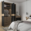 Axto Harding 140 cm Double Bed In Stirling Oak With Matt Black Fronts