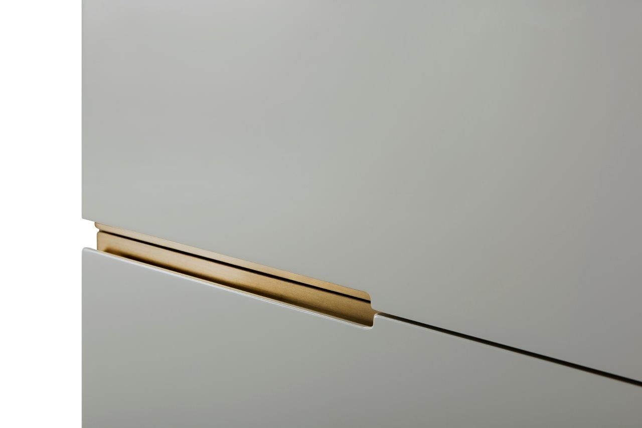 Gillmore Space Alberto Six Drawer Tall Narrow Chest Grey With Brass Accent