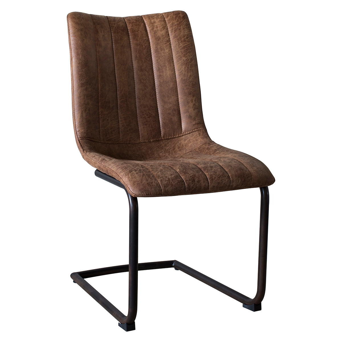 Mayfield Empress Faux Leather Cantilever Dining Chair Black Metal Legs (Pair)