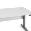 Axton Trinity Desk 150 cm In White With Height Adjustable Legs With Electric Control In Silver Grey Steel