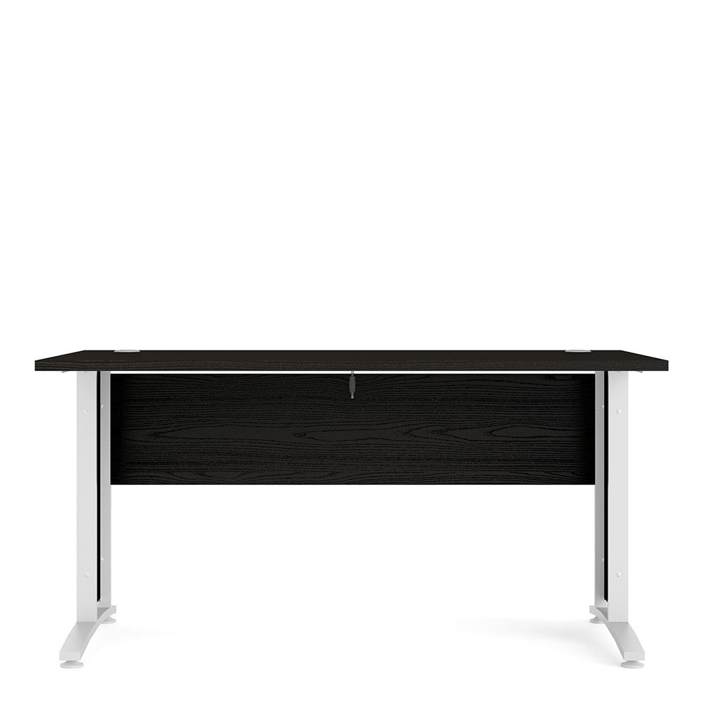 Axton Trinity Desk 150 cm In Black Woodgrain With White Legs