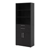 Axton Trinity Bookcase 5 Shelves With 2 Drawers And 2 Doors In Black Woodgrain