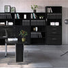 Axton Trinity Bookcase 5 Shelves with 2 Drawers + 2 File Drawers in Black Woodgrain