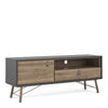 Axton Longwood TV-Unit 1 Door + 1 Drawer In Matt Black Walnut