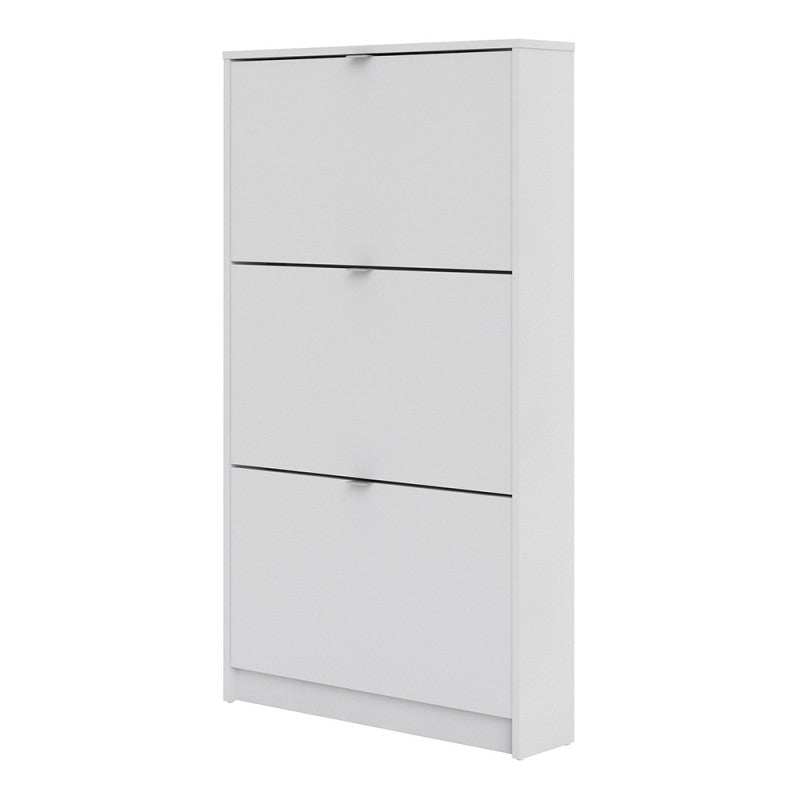 Axton Choctaw Shoe Cabinet With 3 Tilting Doors And 1 Layer In White