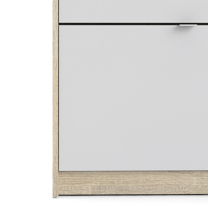 Axton Choctaw Shoe Cabinet With 3 Tilting Doors And 1 Layer In Oak Structure White