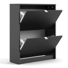 Axton Choctaw Shoe Cabinet With 2 Tilting Doors And 2 Layers In Matt Black