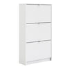 Axton Choctaw Shoe Cabinet With 3 Tilting Doors And 2 Layer In White