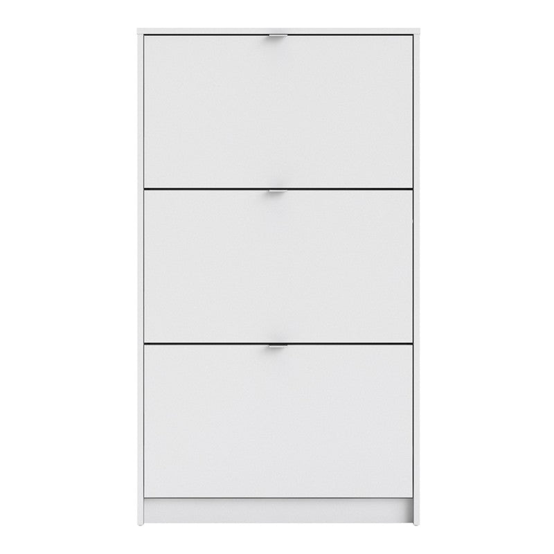 Axton Choctaw Shoe Cabinet With 4 Tilting Doors And 1 Layer In White