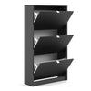 Axton Choctaw Shoe Cabinet With 3 Tilting Doors And 2 Layer In Matt Black