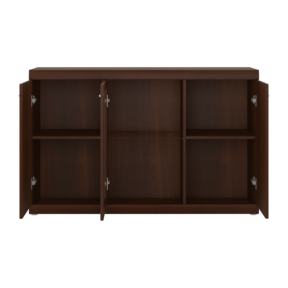 Axton Pelham 3 Door Glazed Sideboard In Dark Mahogany Melamine