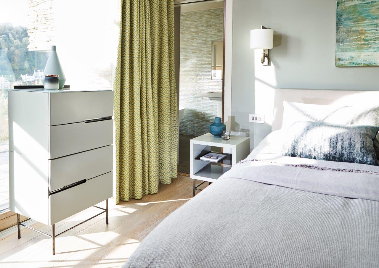 Gillmore Space Alberto Side Table White With Dark Chrome Accent