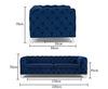 Alegra Blue Plush 3 Seater Sofa