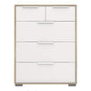 Axton Clason Chest of 5 Drawers (2+3) in White and Oak