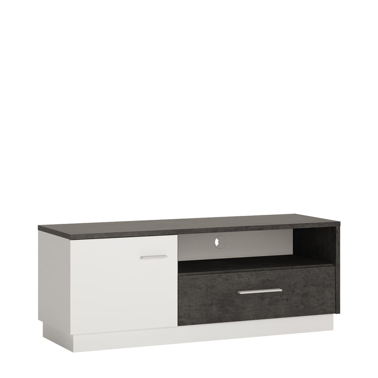 Axton Laconia 1 door 1 drawer TV cabinet in Slate Grey and Alpine White