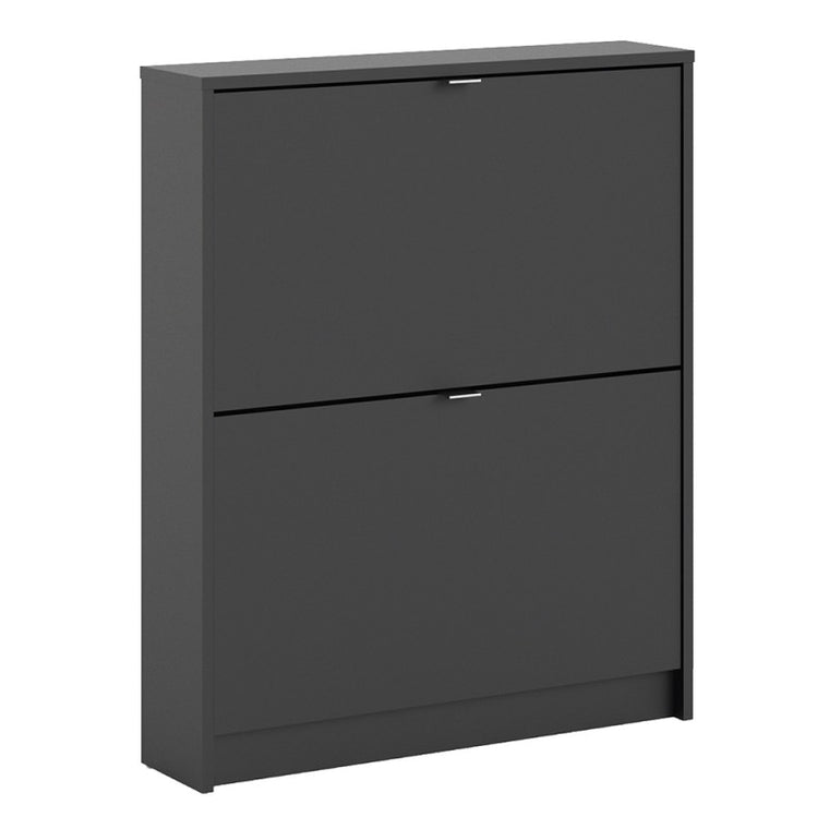 Axton Choctaw Shoe Cabinet With 2 Tilting Doors And 2 Layers In Matt Black