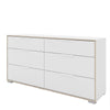 Axton Clason Wide Chest of 6 Drawers (3+3) in White and Oak