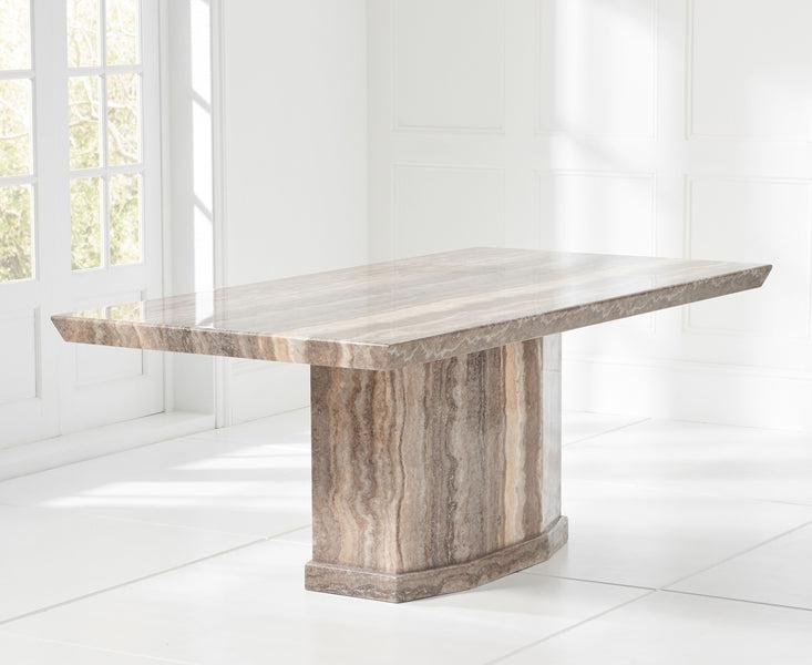 Como 200cm Brown Marble Dining Table