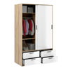 Axton Clason Wardrobe 2 Doors 4 Drawers In Oak With White High Gloss