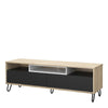 Axton Throggs Match TV Unit 2 Drawers w/ Media Compartment In Oak Wiith Dark Grey And White