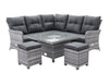 Home Junction Freya Grey Square Reclining Corner Sofa, Rising Table with Ice Bucket and 2 Stools