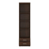 Axton Pelham Tall 2 Drawer Narrow Cabinet with Open Shelving In Dark Mahogany Melamine