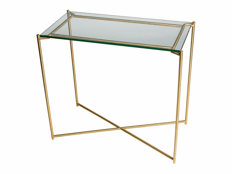 Gillmore Space Iris Small Console Table Clear Glass Top