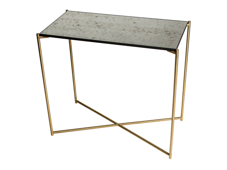 Gillmore Space Iris Small Console Table Antiqued Glass Top