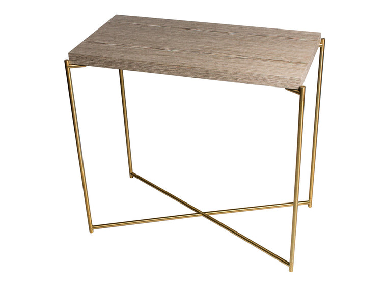 Gillmore Space Iris Small Console Table Weathered Oak Top