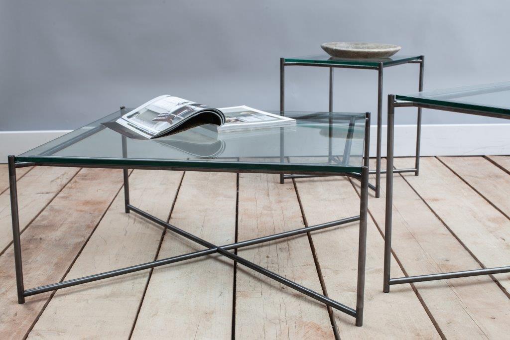 Gillmore Space Iris Square Coffee Table Clear Glass Top
