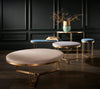 Gillmore Space Finn Circular Side Table Or Stool Admiral Blue Upholstered & Brass Frame