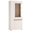 Axton Norwood Living Tall Glazed Wide Display Unit (LHD) In White With A Truffle Oak Trim