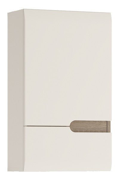 Axton Norwood 1 Door Wall Cupboard (LH Door) In White With A Truffle Oak Trim